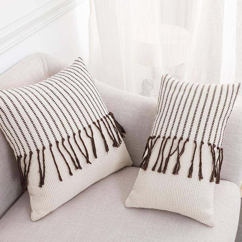 现代简约ins风抱枕流苏刺绣靠垫办公椅客厅沙发民宿抱枕套,居家布艺,抱枕被,淘宝优惠券,粉丝福利购,淘宝优惠卷