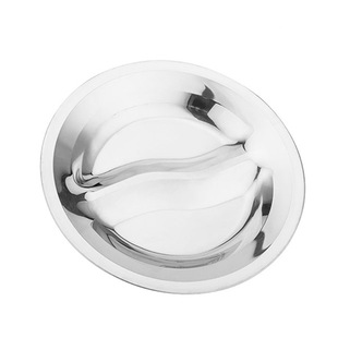 宏利圆形不锈钢快餐盘学生餐具饺盘分隔两格三格分餐加厚菜盘子