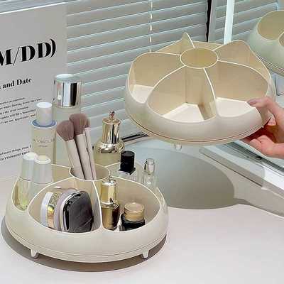 化妆盒可旋转梳妆台桌面护肤品化妆刷置物架香水口红化妆品收纳盒