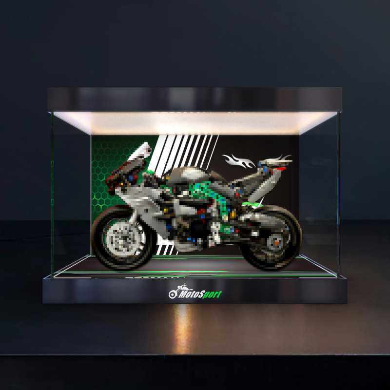 适用机械组42170川崎Ninja H2R摩托车模型摆件亚克力带灯光收纳盒,收纳整理,手办收纳盒,淘宝优惠券,粉丝福利购,淘宝优惠卷