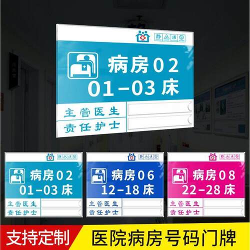 医院责任医生护士卡槽标识牌病房床号牌护理中心养老院值班床头牌