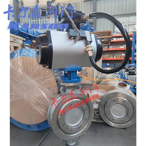 D673W-16P三心3白04钢防偏爆快速开关蝶切断 气动硬密封阀