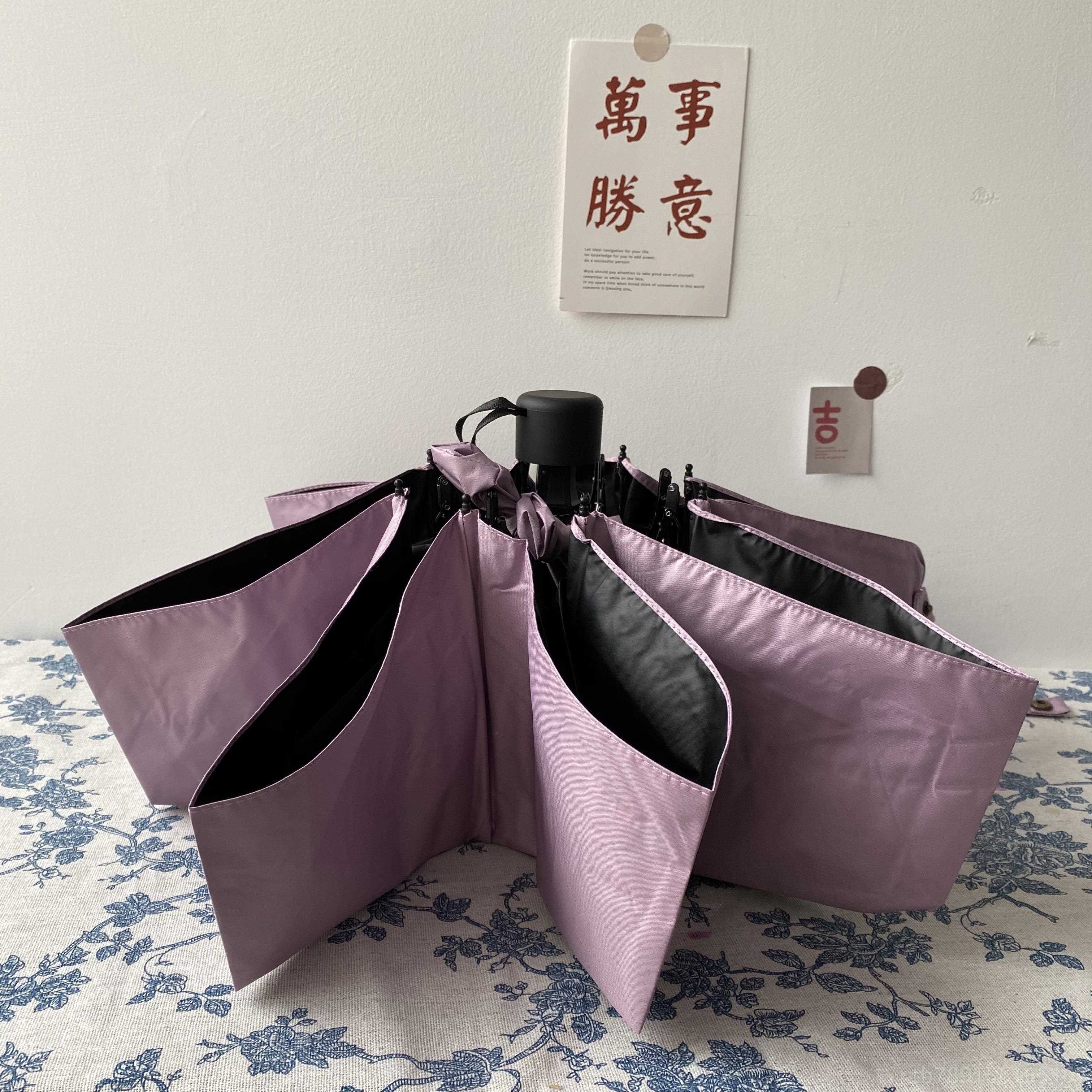 新款msho 纯欲八色系袖珍雨伞五重折股抗U黑胶V晴雨可携式两用伞i