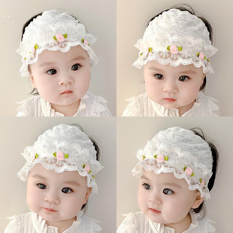 新生婴儿囟门帽子春夏薄款女宝宝护卤门夏季花边女婴蕾丝护头囟帽