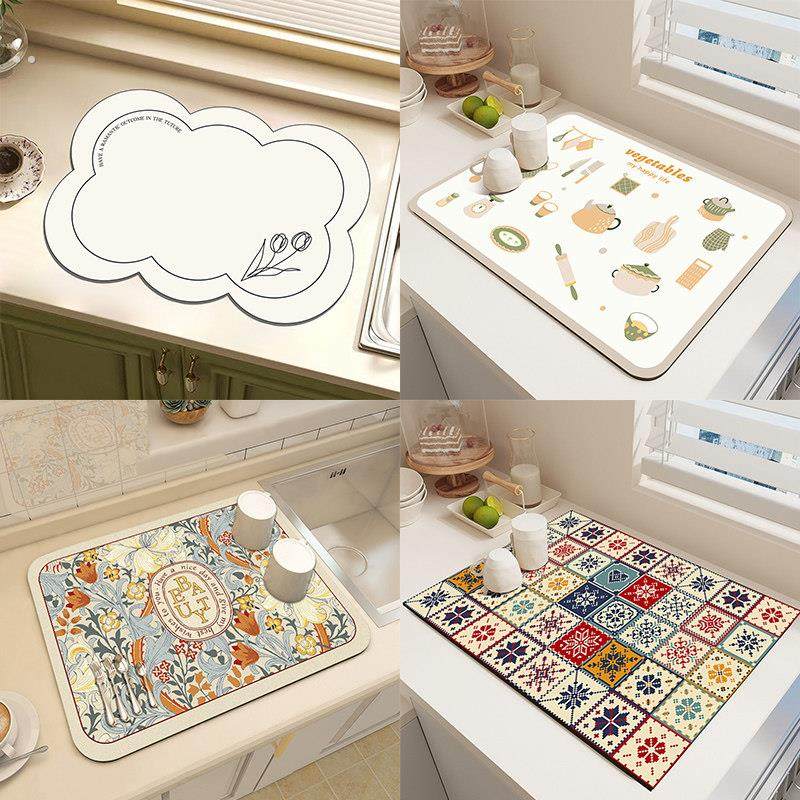 厨房灶台台面沥水垫桌面茶台速干杯垫吸水控水碗盘餐具防滑垫餐垫,居家布艺,厨房地垫,淘宝优惠券,粉丝福利购,淘宝优惠卷
