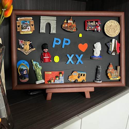 桌面吧台立式木质手写小黑板家用冰箱贴展示板磁吸粉笔荧光笔可擦