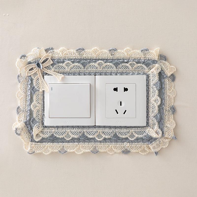 高档布艺开关贴保护套墙壁装饰贴插座客厅卧室简约蕾丝