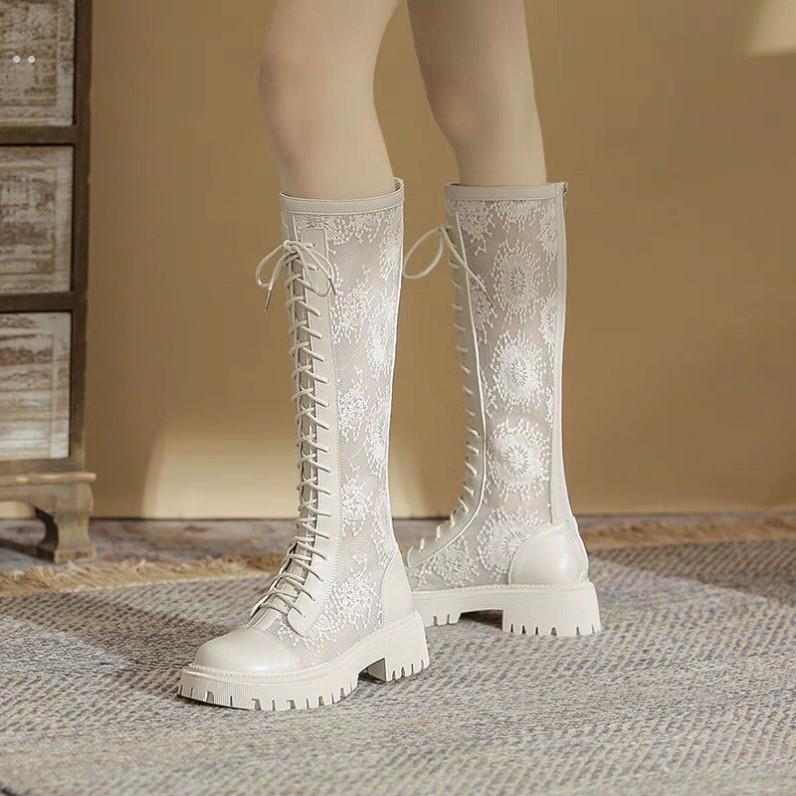 夏天穿的靴子2025超火夏季靴子巨好看配裙子的鞋子丝袜靴百搭绑带