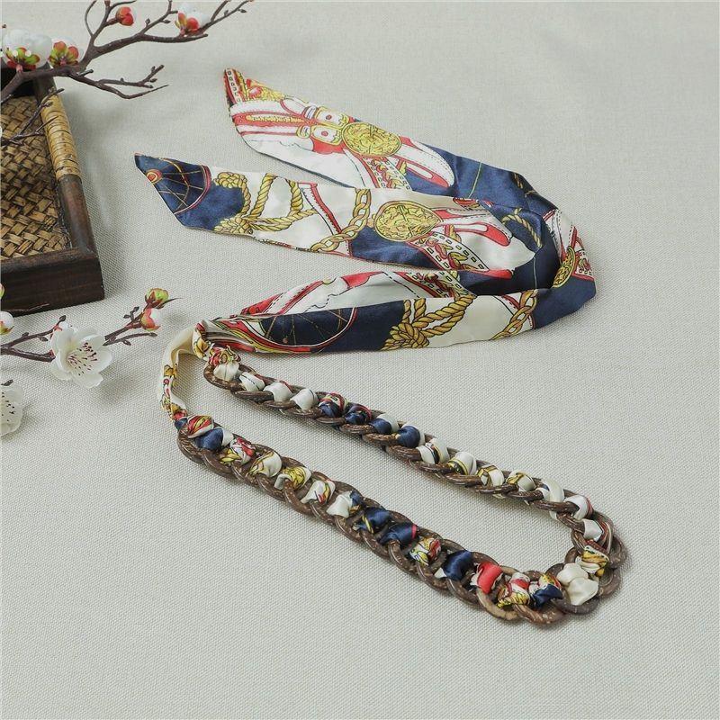 编织丝巾腰带女配牛仔裤连衣裙子装饰雪纺布系带夏季配饰长条丝带