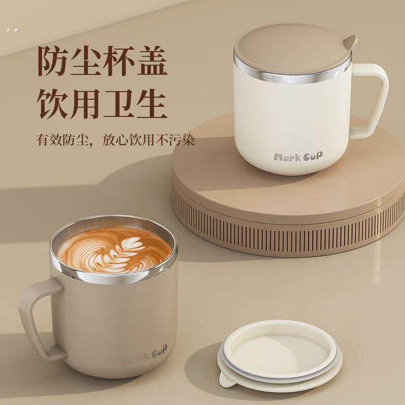 食品级304不锈钢保温杯子水杯宿舍带把手柄盖隔热喝水杯办公