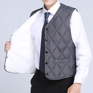 秋冬马甲棉背心男款爸爸坎肩新款加绒加厚老人男士马夹羊羔绒