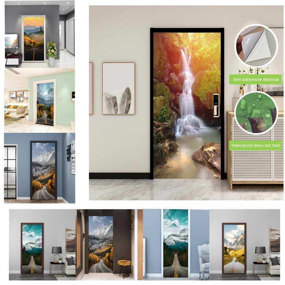 新款公路风景装饰卧室浴室门贴装饰自粘可移除PVC家居装饰