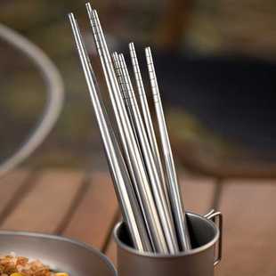 户外便携野餐具钛筷子家用空心方形筷抛光纯钛金属短筷Ta8205F