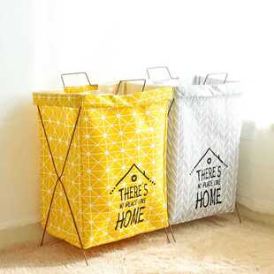 防水脏衣篮带铁架垃圾分类桶家居杂物整理折叠收纳筐0885