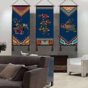 云南西双版纳民宿挂毯壁毯装饰画客厅背景墙挂布卧室玄关传统挂画