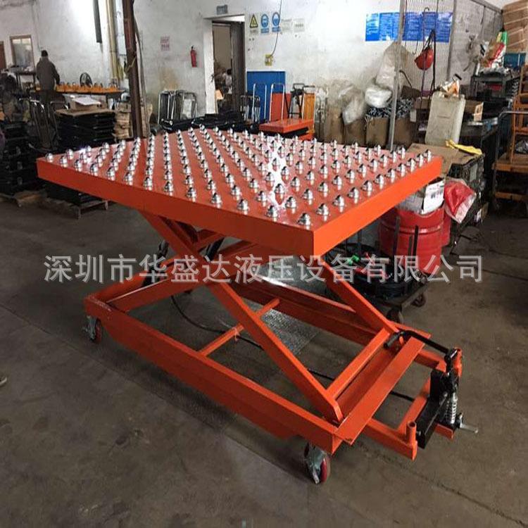 各种滚珠手动升降平台车万向球剪叉小平台手推脚踏液压牛眼平台车