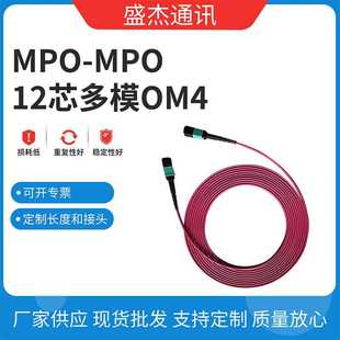 电信级12芯多模万兆OM4 跳线 坚固光纤连接器 MPO 1接头为MPO