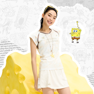 kawasaki 透气网球短裙 川崎羽毛球服女海绵宝宝联名速干运动短袖