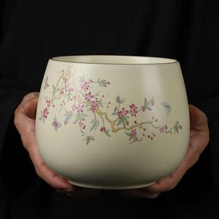 干泡办公家用 米黄茶洗汝窑茶渣缸可养可开片配件水洗水盂建水日式