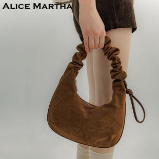 韩国ALICE MARTHA女秋冬腋下包单肩手提包小众设计感月牙包通勤包