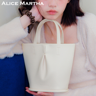 韩国ALICE MARTHA女精致桶包高级感单肩手提包通勤包