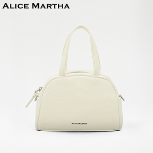 韩国ALICE MARTHA女牛仔帆布手提单肩包精致斜挎保龄球包通勤包