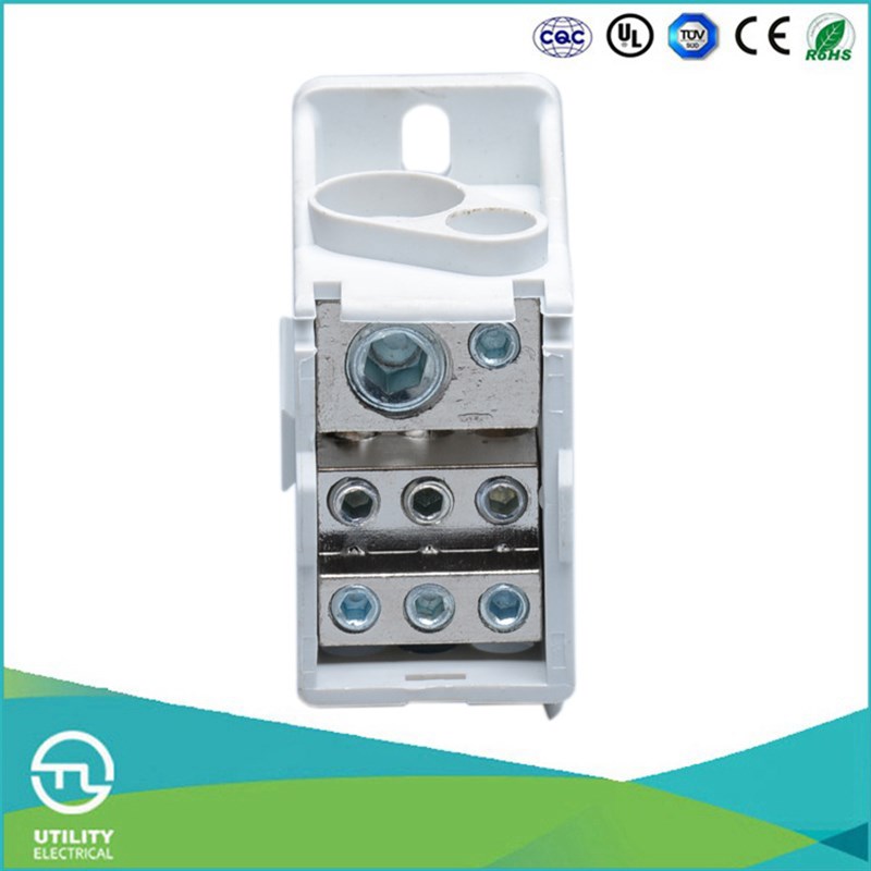 尤提乐JUT11-160导轨式接线端子排一进六出快速接线盒端子连接器