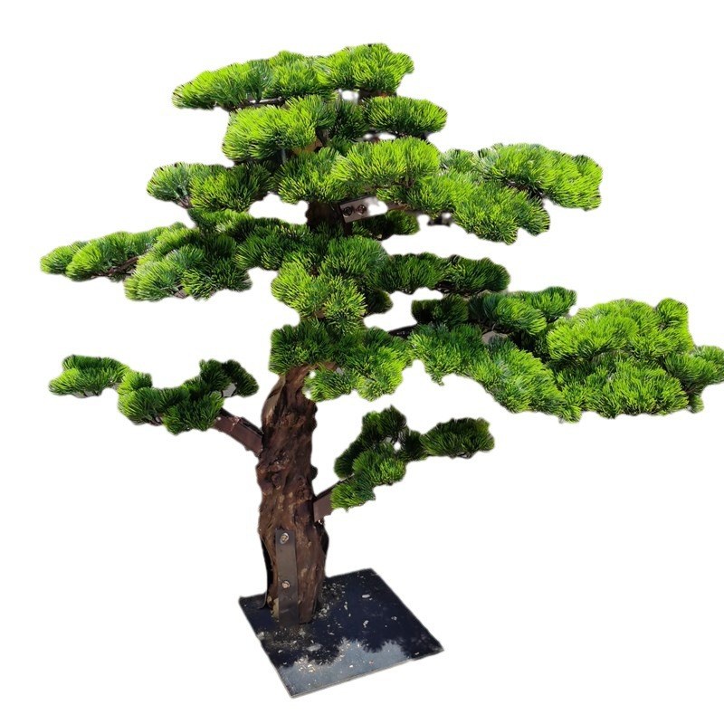 仿真迎客松罗汉松假松树造景商场室内盆景装饰造型景观美人松摆件