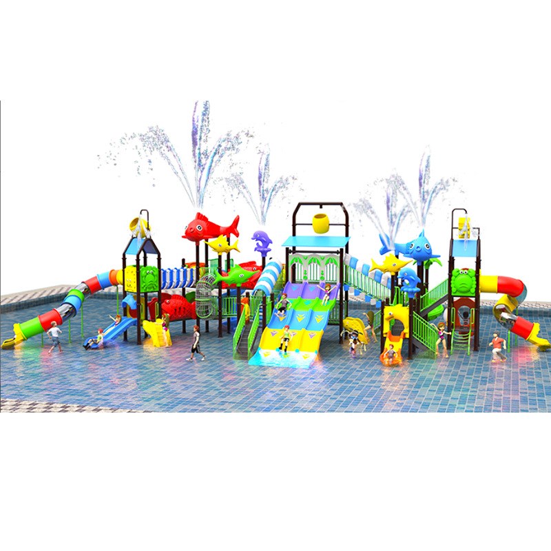 大型亲子水上乐园设备 玻璃钢儿童水上滑梯 户外水屋水寨乐园设计