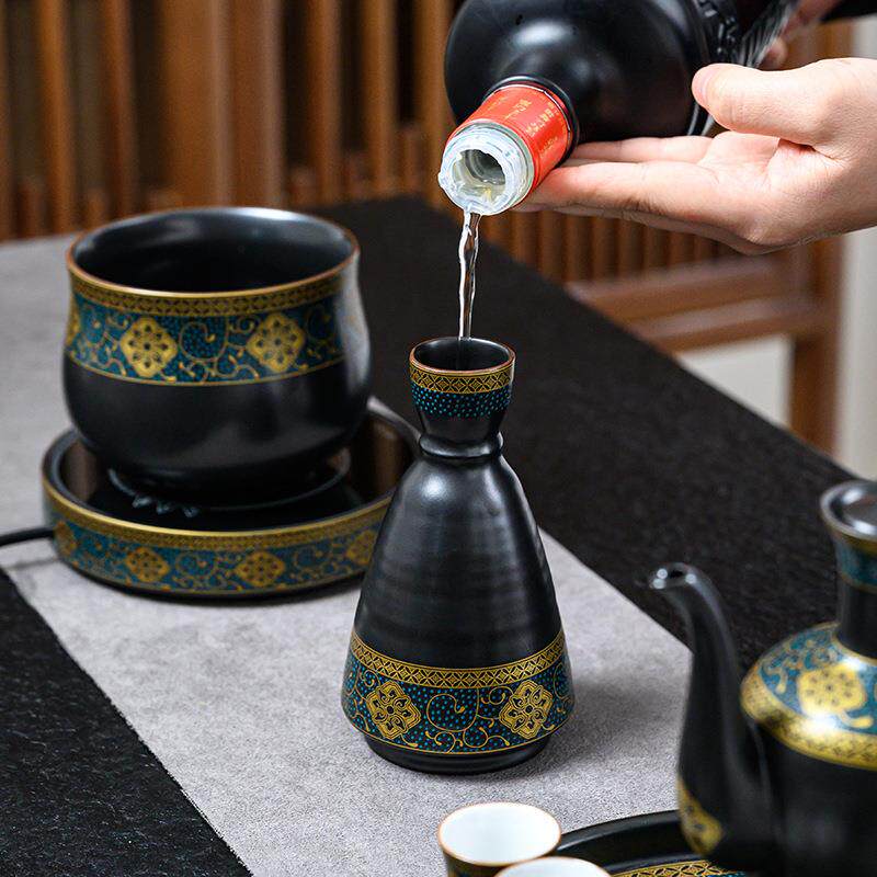温酒器家用陶瓷酒杯套装日式复古烫酒壶加热黄酒清酒分酒器礼品定