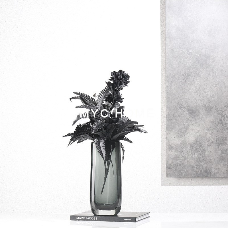简约现代轻奢创意玻璃插花器软装饰品样板房间桌面仿真干花瓶摆件