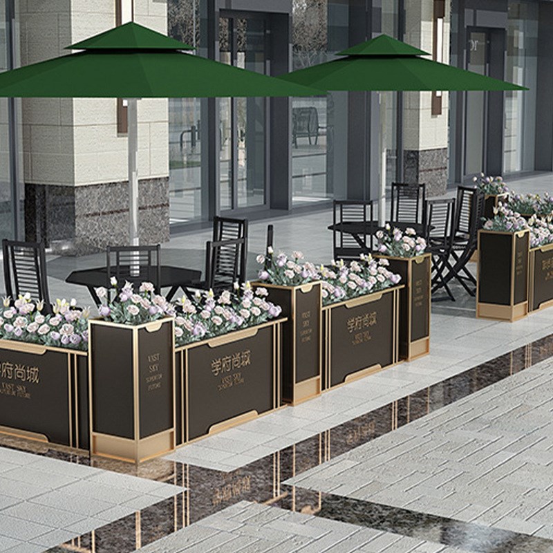 户外铁艺花箱花槽创意花坛室外广场商业街售楼部组合花架花盆