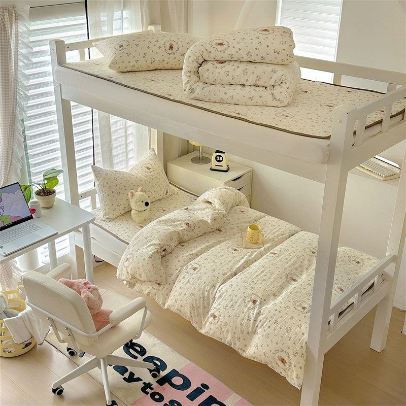 25新款夏季床盖三件套可爱印花四季通用多功能床单学生宿舍单被套