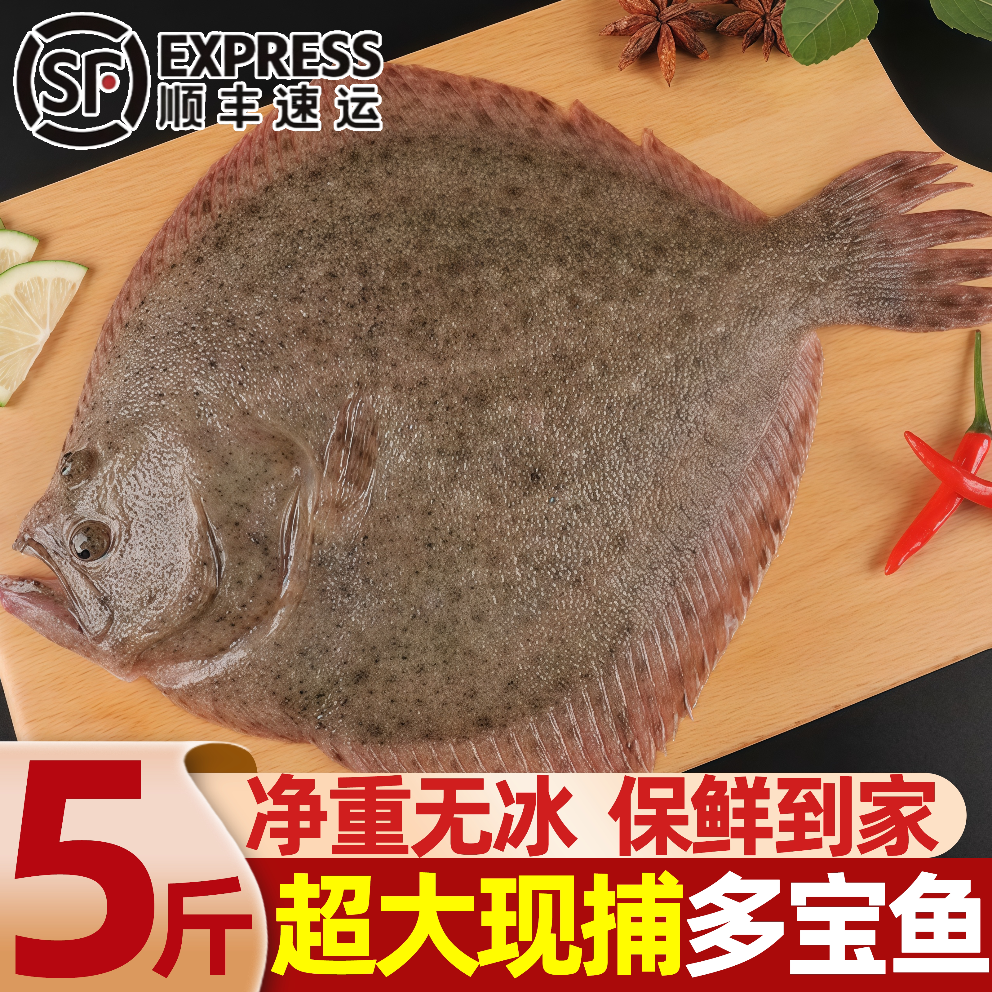 青岛鲜活速冻大个多宝鱼