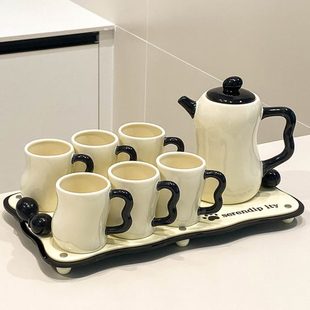 泡茶杯子茶壶 简约创意陶瓷杯家用高级感喝水杯客厅待客水具套装