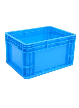 加厚400-230物流箱欧标 带盖 蓝色灰色塑料周转箱 可堆式塑料箱