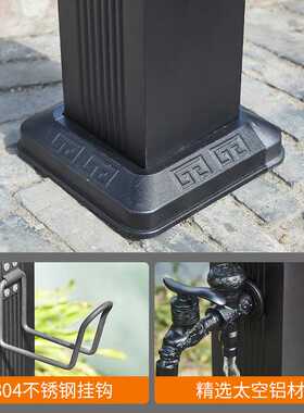 9WOR花园复古黑色水龙头立柱户外防冻裂室外落地立水栓别墅庭院铜