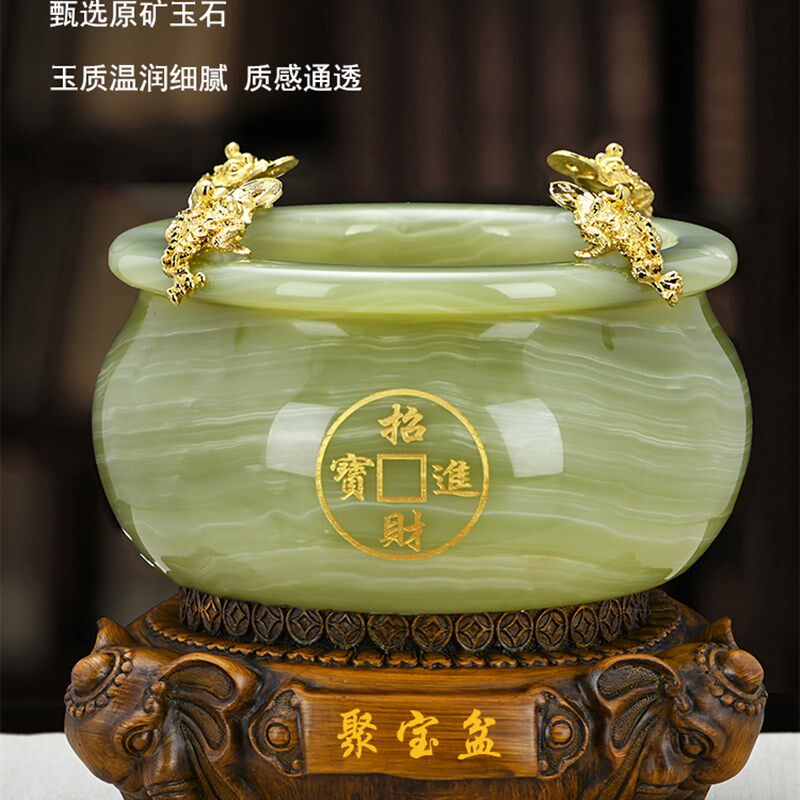 星光玉石聚宝盆饰品家居客厅博古架店装修入T口公司开业礼品