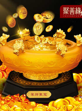 招财金山聚d宝盆摆件客厅酒柜收银台聚财装饰品店铺乔迁开业礼品