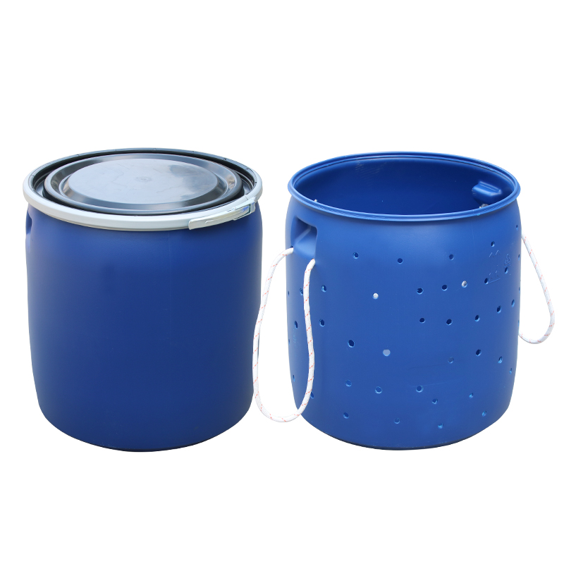 150升塑料桶潲水桶法兰桶海鲜桶150公斤铁箍桶加Y厚大口半截桶