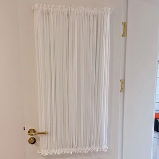 绷纱帘免打孔遮玻璃隔断内开窗帘透F光不透人白纱魔术贴卫生间门