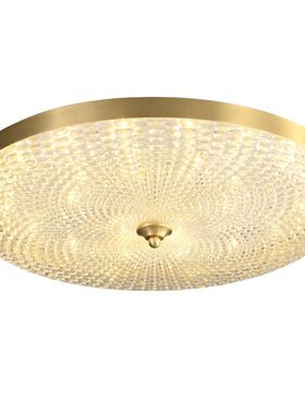 简约现代轻奢卧室吸顶灯LED三色E复古黄铜圆形书房玄关艺术灯具