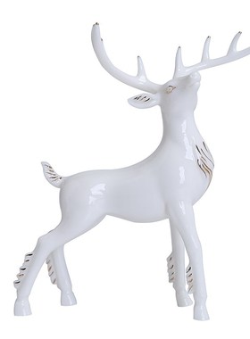 陶瓷招财鹿摆件灵鹿献瑞客厅家居饰品电视柜酒柜摆件.办公室装饰