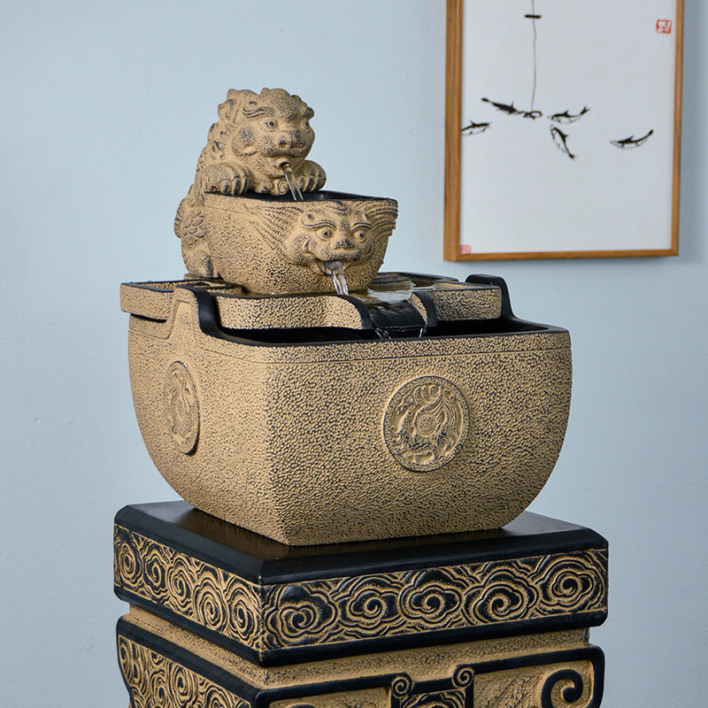 流水摆件循环水中式办公室桌面招财日进斗金N鱼缸茶室客厅开业前,家居饰品,流水摆件,淘宝优惠券,粉丝福利购,淘宝优惠卷