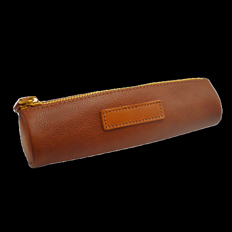 真皮笔袋拉链牛皮手工商务收纳包化妆M笔包学生铅笔手账文具