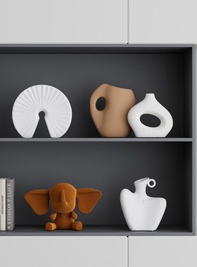 高级感电视柜壁龛l摆件美拉德色系艺术品餐边柜开放格小众设计摆