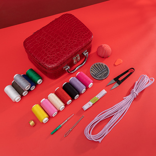 手缝针线盒大容量高m端结婚陪嫁用阵线包缝衣缝补缝纫活工具套装