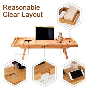 开动脑筋!无敌用途!出s欧美多功能抽拉式茶盘浴缸收纳架床上支架