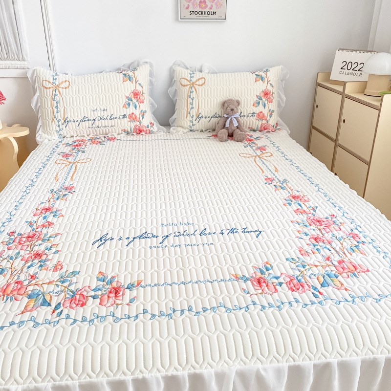 可机洗水洗加厚乳胶硅胶夏季冰丝凉席床垫夏凉被四件套枕套三件套