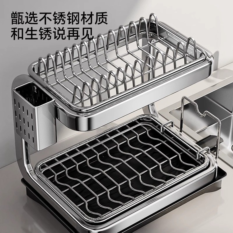 碗架碗碟收纳架双层厨房置物架多功能沥水篮台面放碗筷碗盘沥水架